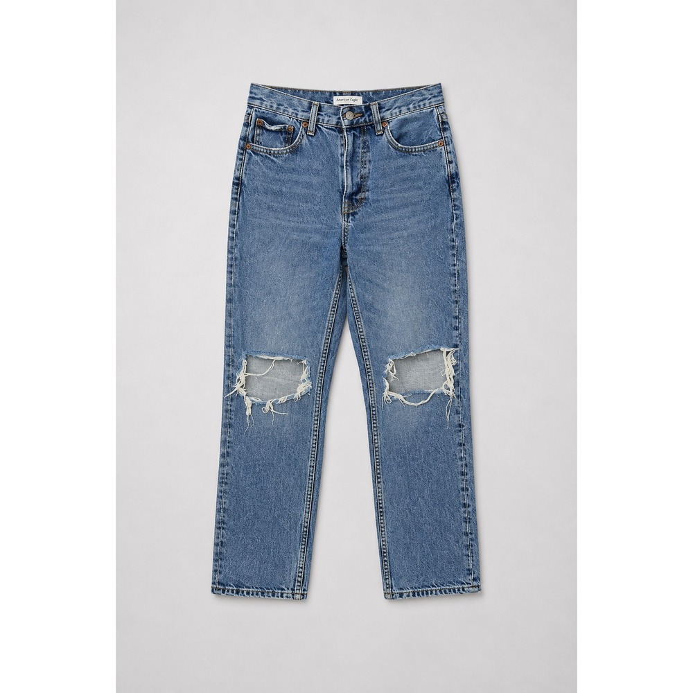 Topshop Dad Ripped Jeans Womens Size P 26  Straight Leg 90s Y2K 5 Button Closure